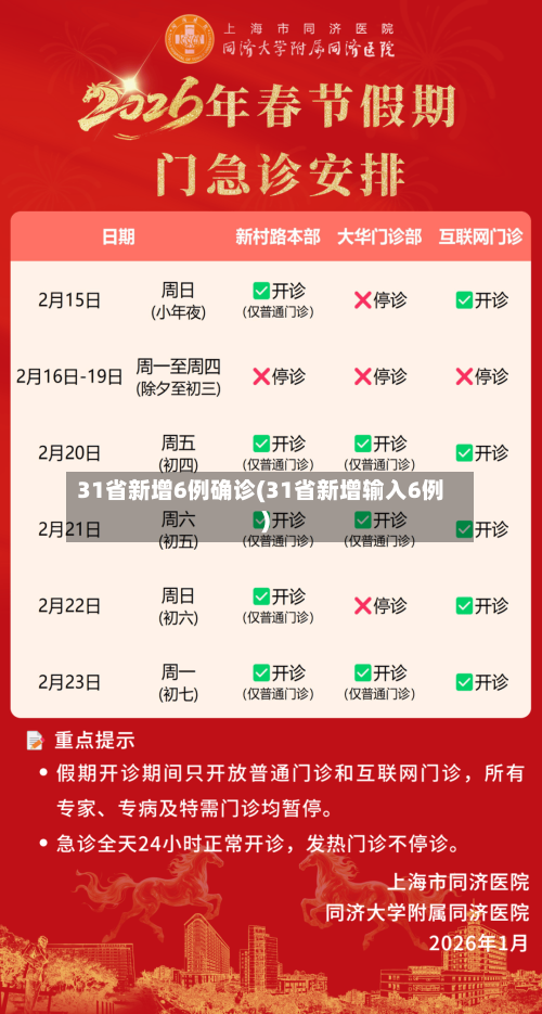 31省新增6例确诊(31省新增输入6例)