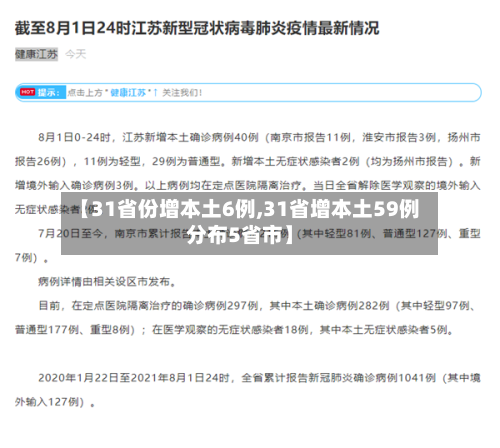 【31省份增本土6例,31省增本土59例分布5省市】