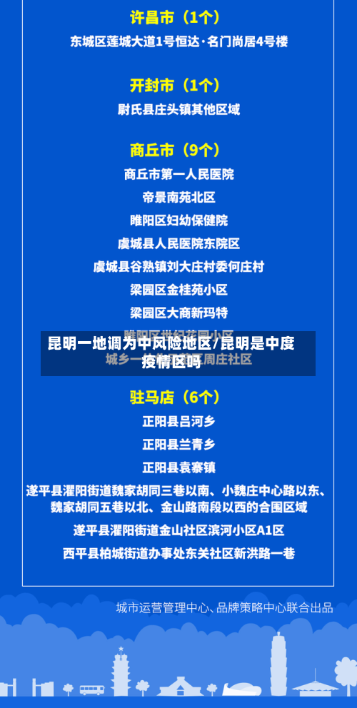 昆明一地调为中风险地区/昆明是中度疫情区吗